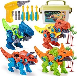 Jasonwell Kids Building Dinosaur Toys - Boys STEM Educational Take Apart Construction Set Learning Kit Creative Activities Games Birthday Gifts for Toddlers Girls Age 3 4 5 6 7 8 Years Old (4pcs)