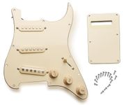 LAMSAM Upgraded Prewired Pickguard Loaded Modern Tone Triple Single Coil Pickups for Electric Guitars with 11 Holes, 3-Ply Pick Guards Wired SSS Pick Ups Wiring Harness Kit, Cream