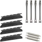 Grill Heat Plates, Grill Burners & Crossover Tubes Replacement for Kenmore 146.46372610, 146.47223610, 146.46366610 Gas Grill, 4 Pack BBQ Heat Shields & Burners Replacement, 3 Pack Carry Over Tubes