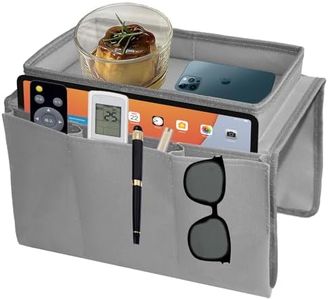Organizador de reposabrazos para sofá, organizador de caramelos, con bandeja, bolsa de almacenamiento con mando a distancia, soporte para teléfono, libro, revistas, TV, mando a distancia, gafas, taza,