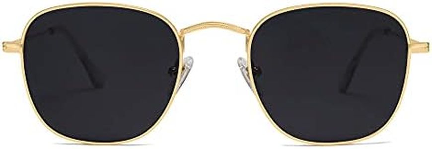 SOJOS Small Square Polarized Sunglasses for Women Men Classic Vintage Retro Style SJ1143 with Gold Frame/Grey Lens