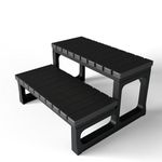 GREVO Hot Tub Steps/Spa Steps for Round or Straight Sided Spa, Non-Slip Steps for Outdoor/Indoor, Black Stairs