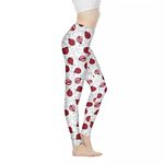 Irisjudy High Waisted Yoga Pants for Workout, Solid Color Tummy Control Running Leggings for Women, Fashion Clubwear Tights, Red Ladybugs, 3X-Large