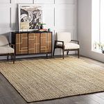 Jute & chindi Braided Natural Rug Hand Woven & Reversible for Living Room Kitchen Entryway Rug, Jute & chindi Rectangular Braided Rug, (7x12 feet, jute patta multi 2)