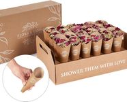 Flora & Bloom Biodegradable Confetti With Pre Built Cones | Dried Flowers | Wedding Confetti Kit | Pop Open Cones & Tray |Jasmine, Lavender & Rose Petals | Wedding Decorations (24 Guests)