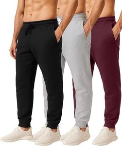 Real Essentials Big & Tall King Size Mens Joggers Sweatpants Fleece Pants Sweat Clothing Pockets Baggy Elastic Cuffed Workout Bottom Athletic Soft Warm Winter Gym Active, Set 2, 4X Tall, Pack of 3
