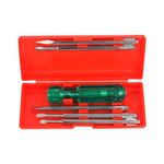 SPARTAN BS-01 Eco 5-in-1 Pc Screw Driver Kit With 2 Flat Blades, 2 Phillips Head, 1 Round Poker Bar, Neon Bulb | Multi-purpose Tool Set (Green)