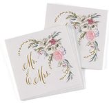 Hortense B. Hewitt Paper Wedding Napkins 50-Count, Printed Ethereal Floral, 4.75-Inch (Folded)