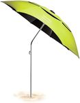 DRALCO Portable Beach Umbrella Outdoor Sunshade 4-layer black adhesive coating blocks UV 50+ Protection, 360° Rotating, for Beaches, Patio, Pools, Terraces, Parks,Fishing umbrella 2M (Lemon green)