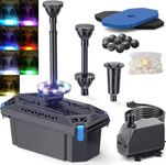Biling Pond Filter Kit with Colour LED Lights, 2500 L/H Pond Pumpe and Filter Kit with Biological Filtration System Clean 4,000l Garden Ponds, Decorative Water Feature Stream Fountain