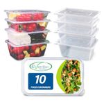 Food Storage containers - Plastic Container with lids - Microwave, Freezer & Dishwasher Safe - Ideal for Meal prep & Takeaway tubs - Pack of 10-650ml