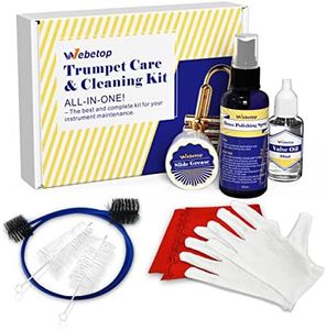 Webetop Trumpet Cleaning Kit, Care Your Trumpet with Valve Oil, Brass Polishing Spray, Slide Grease, Brushes
