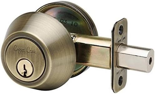 Copper Creek DB2410AB Single Cylinder Deadbolt, Antique Brass