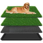 VKMUOI Dog Grass Pad with Tray Dog Training Floor Protection Trays Pet Training Pads with Tray Reusable Fake Grass for Dog to Pee on Dog Litter Box-Indoor Dog Potty Tray with Pee Pads (60 x 90 CM)