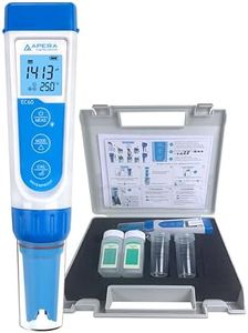 Apera Instruments, LLC-AI314 Premium Series EC60 Waterproof Conductivity Pocket Tester Kit, ±1% F.S Accuracy, Easy Switch of EC/TDS/Salinity, Replaceable Probe