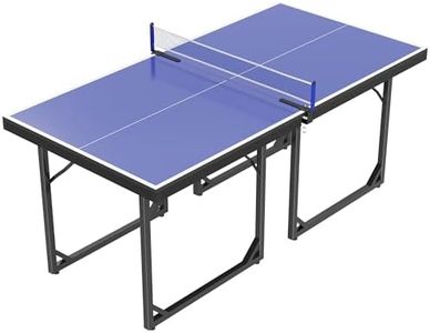 HOMCOM 6ft Table Tennis Table, Ping Pong Table with Net, Foldable and Portable Ping Pong Set for Indoor Outdoor Use, Easy Assemble, Midsize, Blue
