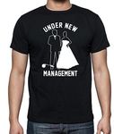 Funchious Under New Management Funny Wedding Bachelor Party Novelty Tee Men's T-Shirt (X-Large, Black)