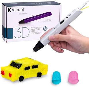Kretrum Professional 3D Pen | 3D Drawing Pen with Finger Protector, Pen Hold, 1.75mm PLA Filament, Stencil Bool, Charger | Stylo 3D （White）