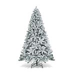 COSTWAY 6FT/7.5FT Christmas Tree, Hinged Artificial Xmas Tree with Branch Tips, PVC Needles and Foldable Metal Stand, for Indoor Outdoor Decoration