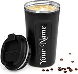 Himoksh Customized Coffee Mug with Name Vacuum Insulated Coffee Mug 380ML Insulated Coffee Cups Double Walled Travel Mug, Car Coffee Mug with Leak Proof Lid for Hot Cold Drinks Coffee, Tea