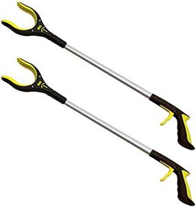 RMS 2-Pack 32 Inch Extra Long Grabber Reacher with Rotating Gripper - Mobility Aid Reaching Assist Tool, Trash Picker, Litter Pick Up, Garden Nabber, Arm Extension (Yellow)