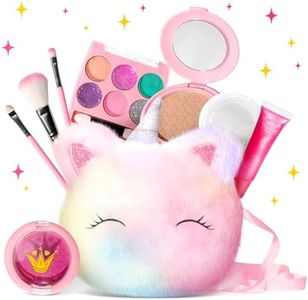 ULOVEME Kids Washable Makeup Kit for Girls 4-6 with Small Coin Purse(5.5x5.25in) - Real, Non Toxic Make Up Toy Gift- Umicorn Gift Set (Rainbow Coin Purse)