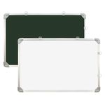 KIDLUME 1.5x2 feet Double-Sided White Board & Chalk Board – Non-Magnetic Writing Board (White/Green)