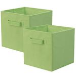 PowerKing Storage Box, 2 Pieces Foldable Storage Cube, Storage Box, Made of Fabric – Green