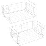 m zimoon Under Shelf Storage Basket, 2-Pack Under Cabinet Hanging Shelf Metal Wire Storage Wire Basket Organizer Fit Dual Hooks for Bathroom, Kitchen Pantry Desk Bookshelf Cupboard (White)