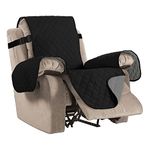 Water Repellent Quilted Recliner Chair Cover Recliner Cover Recliner Slipcver for Pets/Kids/Dogs, Non Slip with Durable Elastic Strap (Standard 22", Reversible Black/Grey)