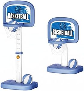 Pool Basketball Hoop Poolside Set with Adjustable Height, 2 Balls,Pump Included | Perfect Pool Accessories for Inground Pools, Ideal for Play and Summer Water Games for Kids, Boys, and Girls