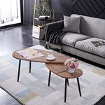 GOLDFAN Nesting Coffee Tables Set of 2, Oval Coffee Table Wood Tables with Metal Legs for Living Room,39.3 * 19.6 * 16.9 Inches(Dark Brown)