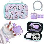 Electronic Organizer Set with Portable Travel Organizer Bag Cable Organizer Unique Cute Heart Design with Cute Cable Protector,Cable Saver Phone Charger Protector Case for iPhone/iPad-Purple