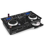 VONYX CDJ-500 Dual Twin CD USB Player 2-CH DJ Amplified Mixer Bluetooth Jog Wheels CUE