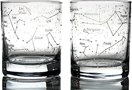 Greenline Goods Whiskey Glasses – Northern Summer Sky & Constellations (Set of 2) – Etched 10 Oz Tumbler Gift Set - Old Fashioned Rocks Wisky Glass