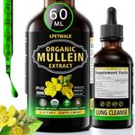 2 Fl oz Mullein Leaf Extract - Organic Mullein Leaf Liquid Drops for Lungs - 98% Absorption Mullein Tincture -Big Capacity (60ml)