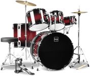 Best Choice Products 5-Piece Full Size Complete Adult Drum Set w/Cymbal Stands, Stool, Drum Pedal, Sticks, Floor Tom - Dark Cherry Sunburst