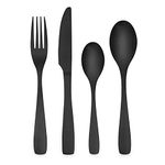 HOLIHIGH Matte Black Stainless Steel Cutlery Set for 6 People, Matt Black Flatware Tableware Set 24 Pieces, Silverware with Spoon Knife and Fork Set, Dishwasher Safe