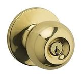 Weiser Regina Brass Front Door Knob with Lock and Key, Exterior/Interior Door Handles with Lock, Keyed Entry Door Knobs for Front Door, Bedroom, Bathroom & Office, Traditional Home Décor