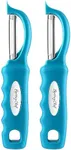 Spring Chef Premium Swivel Vegetable Peeler Set of 2, Stainless Steel Potato Peeler for Kitchen with Soft Grip Handle, Apple Peeler With Sharp Blades, Dishwasher Safe Food Peeler - Teal