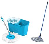 Gala Plastic E-Quick Spin Mop With Easy Wheels And Bucket With 2 Refills & Chandra Deck Mop (Blue) Combo