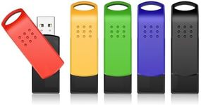 KEXIN 16GB USB Stick 5 Pack Swivel USB Flash Drive Memory Stick for Data Storage Photo Video File Music – Green, Red, Black, Blue, Yellow