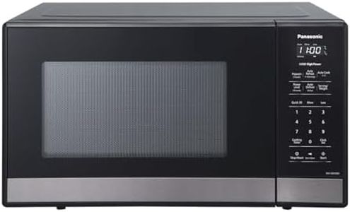 Panasonic NN-SB438S Compact Microwave Oven, 0.9 cft, Black Stainless Steel