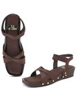 XE Looks Soft & Comfortable Brown Wedges Heel Sandal with Ankle Strep for women & Girls