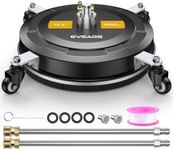 EVEAGE 15.5" Pressure Washer Surface Cleaner with 4 Wheels, Stainless Steel Power Washer Accessory for Driveways Patios Cleaning, 1/4" Quick Connector & 2 Extension Wand Attachments, 4000 PSI