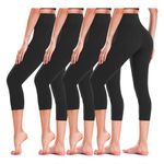 CTHH 4 Pack Leggings for Women-High Waisted Non See-Through Yoga Pants Tummy Control Workout Gym Tights