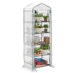 Bramble - 5 Tier Mini Compact Greenhouse 6.3ft, Reinforced PVC Cover, Easy No Tool Assembly Steel Frame, for Small Garden Grow House Plants - H195cm x W143cm x D73cm