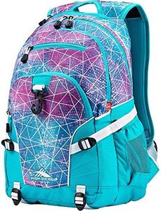 High Sierra unisex adult Loop Backpack, School, Travel, Or Work Bookbag With Tablet Sleeve Backpack, Sequin Facets/Bluebird/White, One Size US