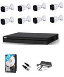 DAHUA 5MP Colour Vision in Night Full HD Night Vision CCTV Security Camera Combo Set Bullet (Outdoor, Indoor) 8Pcs, 8 Channel XVR, 2 TB Surveillance HDD, for Home and Offices (8BULLET)