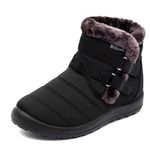 Womens Winter Snow Boots Waterproof Fur Lined Warm Short Ankle Booties Closure Ladies Outdoor Flat Hiking Walking Shoes Thermal Anti-Slip Athletic Shoes Black EU42 Convert UK7